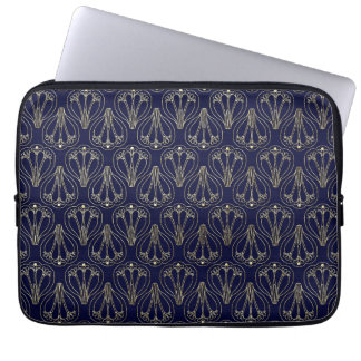 Housse Pour Ordinateur Portable Art Nouveau Marine Bleu et or