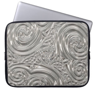 Housse Pour Ordinateur Portable Art nouveau victorien élégant en argent