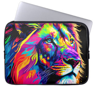 Housse Pour Ordinateur Portable Art numérique Abstrait 3d Portrait de Lion