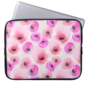 Housse Pour Ordinateur Portable Art numérique d'aquarelle rose Fleurs