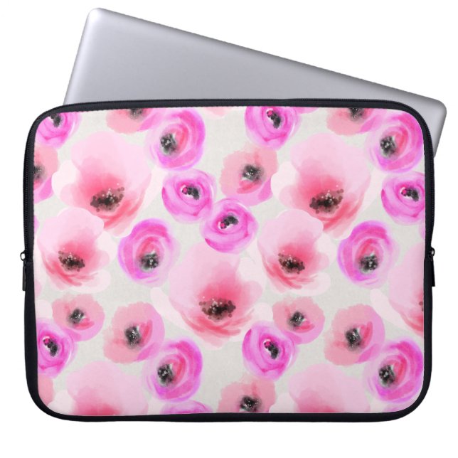 Housse Pour Ordinateur Portable Art numérique d'aquarelle rose Fleurs (Devant)