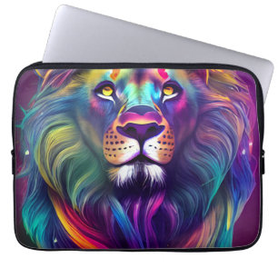 Housse Pour Ordinateur Portable Art numérique moderne multicolore Lion majestueux