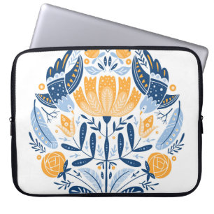 Housse Pour Ordinateur Portable Art populaire scandinave ornement floral
