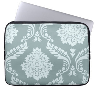 Housse Pour Ordinateur Portable Art Rococo Damassé I Bleu de Canard+Turquoise