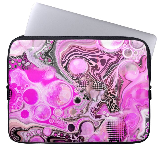 Housse Pour Ordinateur Portable Art rose et noir fluide (Devant)