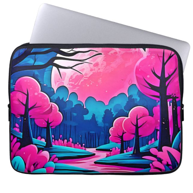 Housse Pour Ordinateur Portable Art rose Moonlit Forêt (Devant)