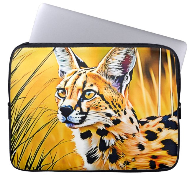 Housse Pour Ordinateur Portable Art Serval Africain (Devant)