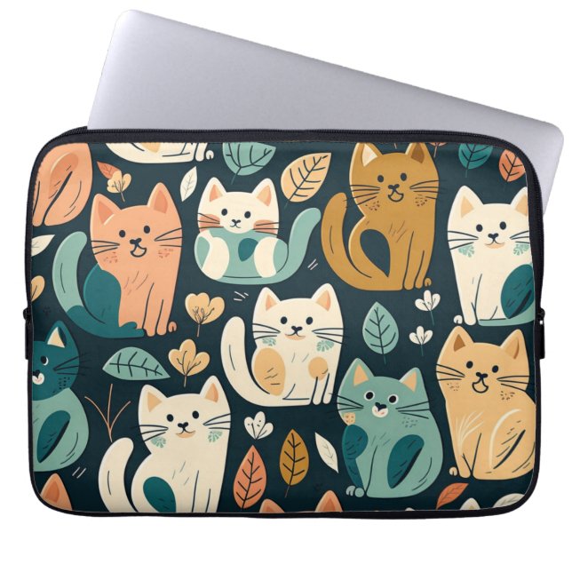 Housse Pour Ordinateur Portable Artsy Chat Motif mignonne (Devant)