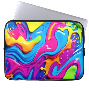 Housse Pour Ordinateur Portable Artwork de Neon Glow Liquid Splated