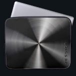 Housse Pour Ordinateur Portable Aspect en acier inoxydable brillant à lame noire m<br><div class="desc">Noir brillant sobre et élégant imprimé design métallique,  look en acier inoxydable,  manche d'ordinateur portable. monogramme personnalisé et optionnel.</div>