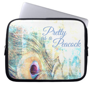 Housse Pour Ordinateur Portable Assez comme paon blanc paon plumes pastel