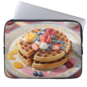 Housse Pour Ordinateur Portable Assiette de petit-déjeuner gaufre aux fruits rouge