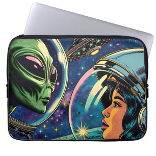 Housse Pour Ordinateur Portable Astronaute Femme Rencontre Extraterrestre Alien