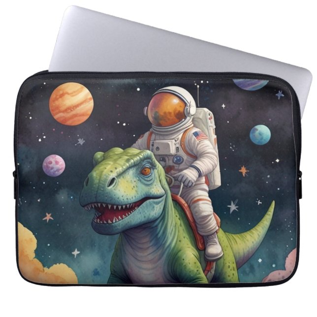 Housse Pour Ordinateur Portable Astronaute sur Dino dans l'espace (Devant)