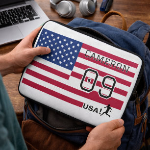 Housse Pour Ordinateur Portable Athlète de football américain personnalisé Patriot