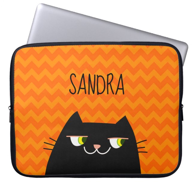 Housse pour ordinateur portable au nom de Chat Noi (Devant)
