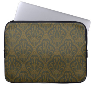 Housse Pour Ordinateur Portable Audsley Or Vintage Gold Lily Couronne Vert Damassé