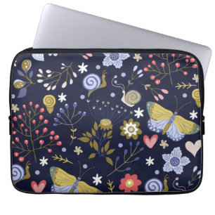 Housse Pour Ordinateur Portable Augmenter Fleurs Positives Et Papillon Coloré