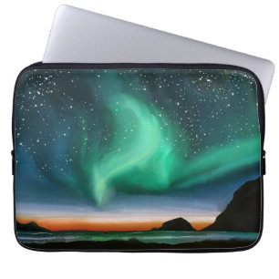 Housse Pour Ordinateur Portable Aurore Boréale - Peinture à l'huile