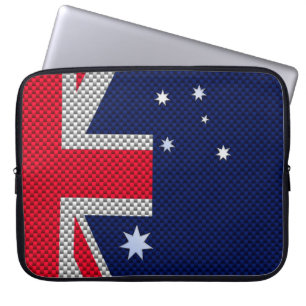Housse Pour Ordinateur Portable Australian Flag in Carbon Fiber Chrome Style