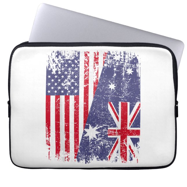 Housse Pour Ordinateur Portable AUSTRALIAN ROOTS Half American Flag AUSTRALIE (Devant)