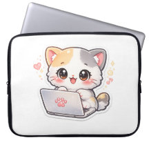 Autocollant de chat kawaii sur ordinateur portable