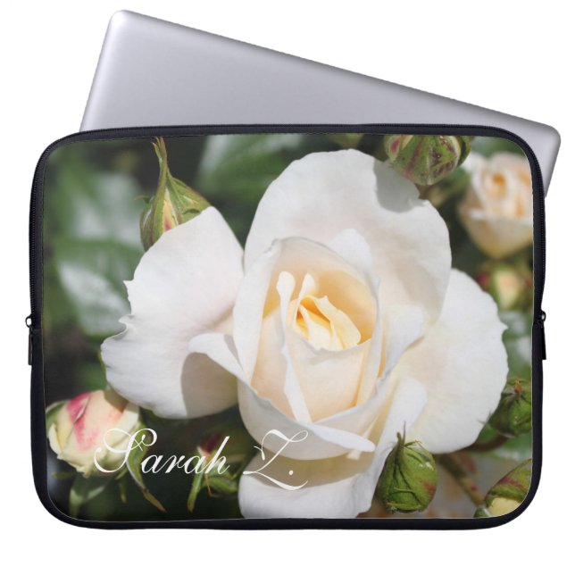 Housse pour ordinateur portable aux fleurs de rose (Devant)