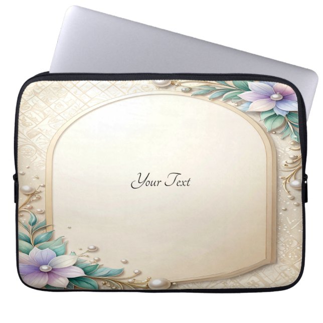 Housse pour ordinateur portable avec cadre floral  (Devant)