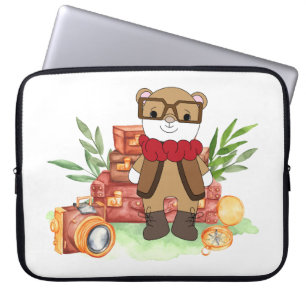 Housse Pour Ordinateur Portable Aventure de dessin animé d'ours mignon de voyage v