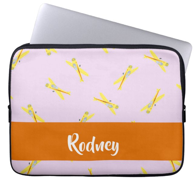 Housse Pour Ordinateur Portable Avions jaunes violets (Devant)