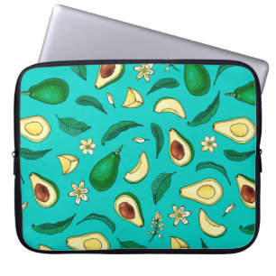 Housse Pour Ordinateur Portable avocat réaliste. Motif sans couture. Été exotiq