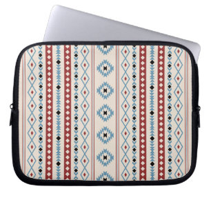 Housse Pour Ordinateur Portable Aztec Blue Red Black Cream Mixte Motifs V Motif