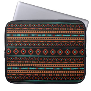 Housse Pour Ordinateur Portable Aztec Rusts Turquoise Noir Motifs mélangés Motif