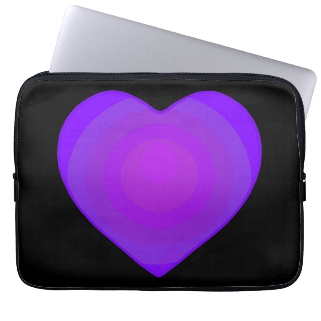 Housse Pour Ordinateur Portable B&W Purple Hearts Beating (Devant)