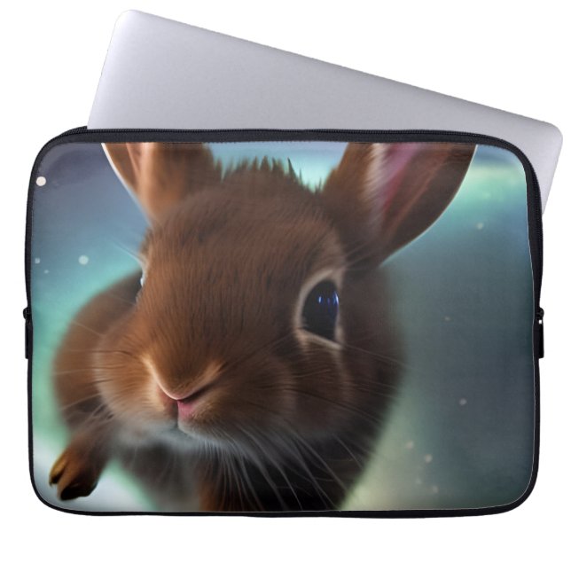 Housse Pour Ordinateur Portable Baby Rabbit Running In Space  (Devant)