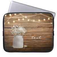 Baby's Breath Floral in Rustic Mason Jar & Lights