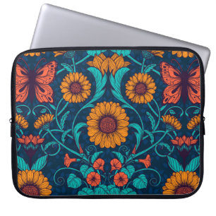 Housse Pour Ordinateur Portable Baies Art Nouveau en bleu et jaune