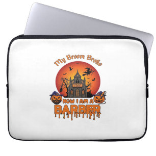 Housse Pour Ordinateur Portable Balai de coiffeur Casse la citrouille d'Halloween