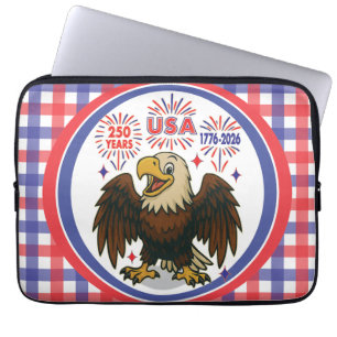Housse Pour Ordinateur Portable Bald Eagle avec Fireworks - USA 250 ans 1776-2026