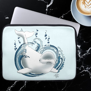 Housse Pour Ordinateur Portable Baleine Béluga Bleue