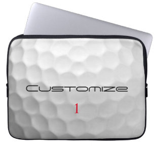 Housse Pour Ordinateur Portable Balle de golf blanche texturée avec nom et numéro 