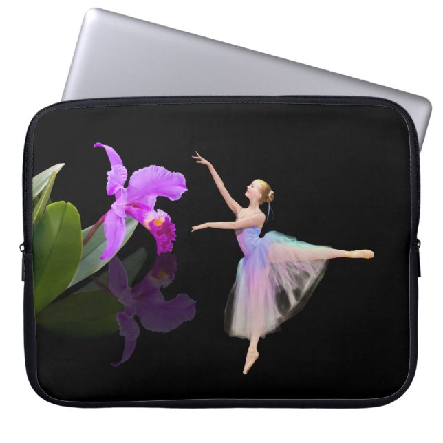 Housse Pour Ordinateur Portable Ballerine avec la fleur d'orchidée (Devant)