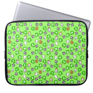 Housse Pour Ordinateur Portable Ballons de foot, Maillots verts et fans