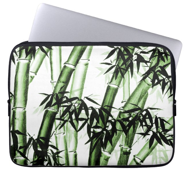 Housse Pour Ordinateur Portable Bambou Chinese Art - un - vert (Devant)