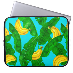 Housse Pour Ordinateur Portable Bananes et aquarelle feuille