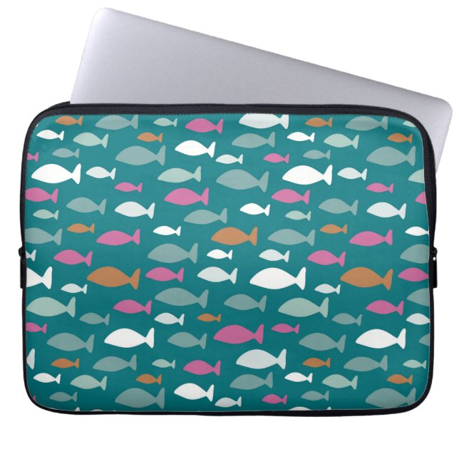 Housse Pour Ordinateur Portable Banc de poissons verts (Devant)