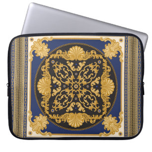 Housse Pour Ordinateur Portable Bandana imprimé sur arrière - plan noir et bleu, O