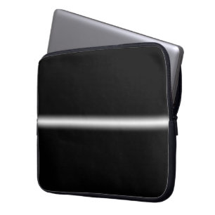 Housse Pour Ordinateur Portable Bande blanche fanée sur noir
