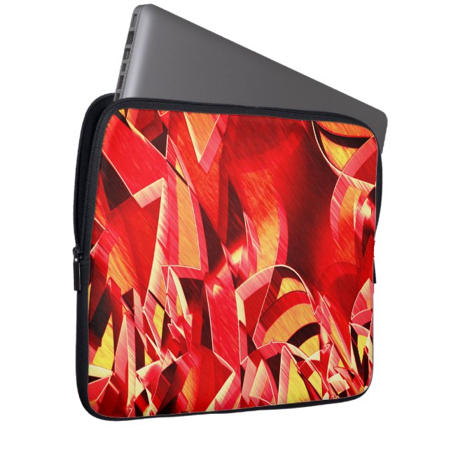 Housse Pour Ordinateur Portable Bande rouge rayée simulant le mouvement (Devant droit)