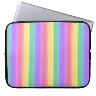Housse Pour Ordinateur Portable Bandes arc-en-ciel pastel